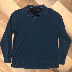 Nautica long sleeve blue polo